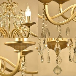 Rustic Lodge 8 Light Crystal Oceľový luster s látkovým tienidlom