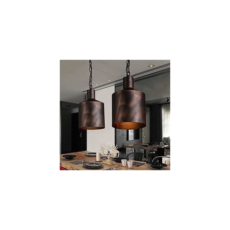 Luster Rustic Lodge Drum Metal Pendant Light