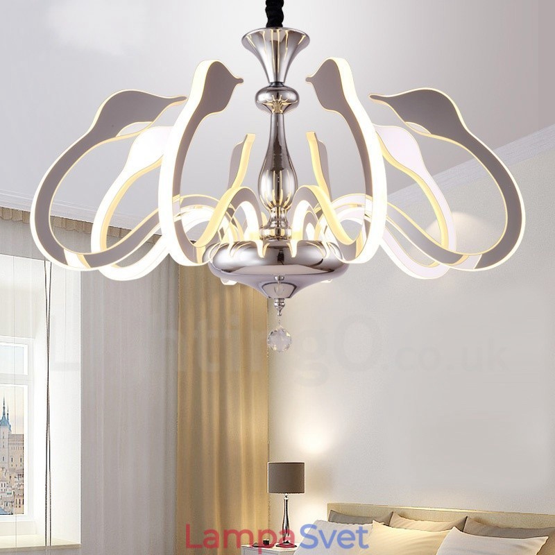 Stmievateľný moderný súčasný 8 ľahký oceľový luster s akrylovým tienidlom
