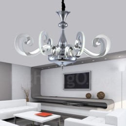 Stmievateľný moderný súčasný 8 ľahký oceľový luster s akrylovým tienidlom
