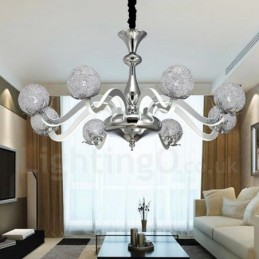 Stmievateľný moderný súčasný 8 ľahký oceľový luster s tienidlom z hliníkovej zliatiny