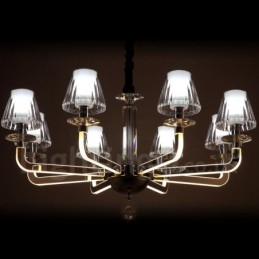 Stmievateľný moderný súčasný 8 ľahký krištáľový luster so skleneným tienidlom