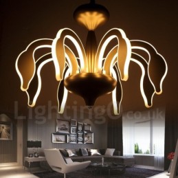 Stmievateľný moderný súčasný 8 ľahký oceľový luster s akrylovým tienidlom