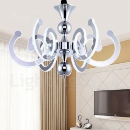 Stmievateľný moderný súčasný 8 ľahký oceľový luster s akrylovým tienidlom