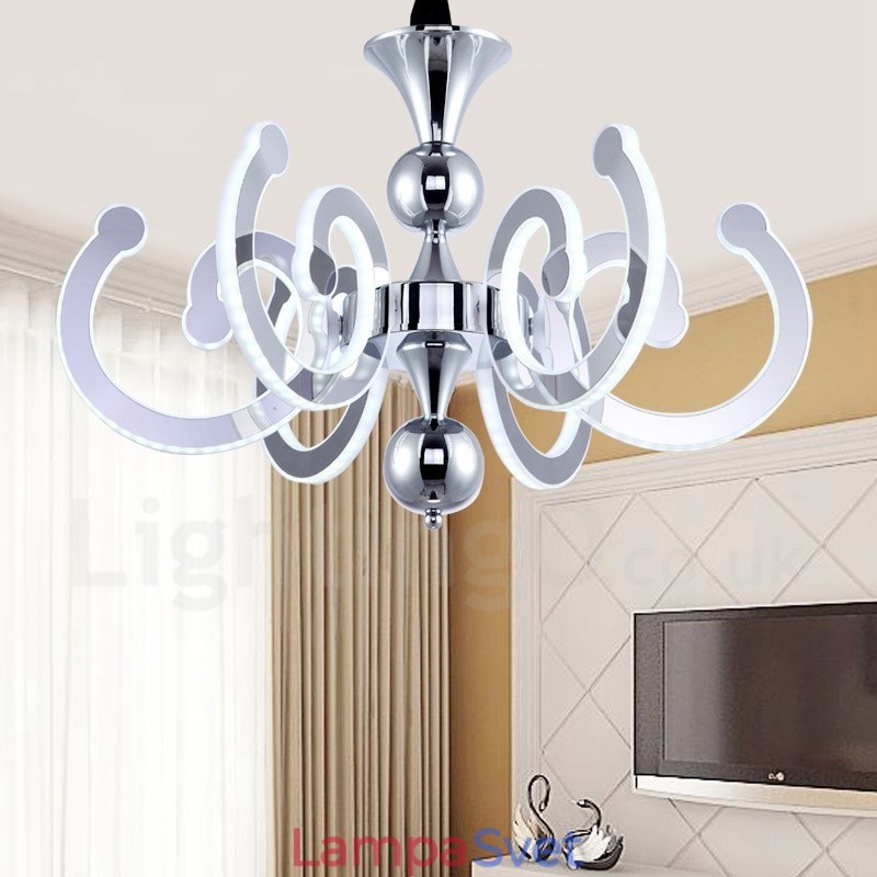 Stmievateľný moderný súčasný 8 ľahký oceľový luster s akrylovým tienidlom