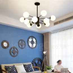 12 Ľahký severský luster so skleneným tienidlom
