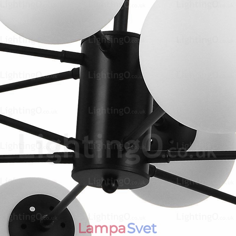 16 Ľahký severský luster so skleneným tienidlom