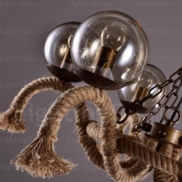 6 Light Vintage Retro závesné svietidlo so skleneným tienidlom