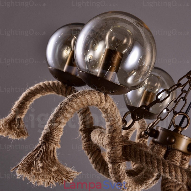 6 Light Vintage Retro závesné svietidlo so skleneným tienidlom