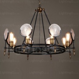 6 Light Vintage Retro závesné svietidlo so skleneným tienidlom
