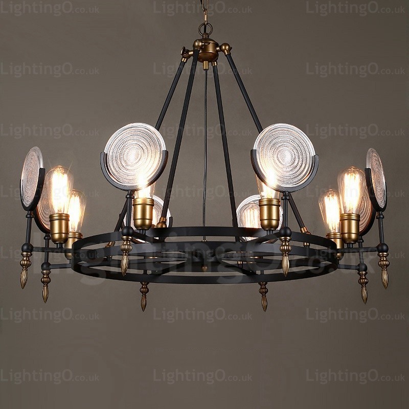 6 Light Vintage Retro závesné svietidlo so skleneným tienidlom
