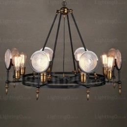6 Light Vintage Retro závesné svietidlo so skleneným tienidlom