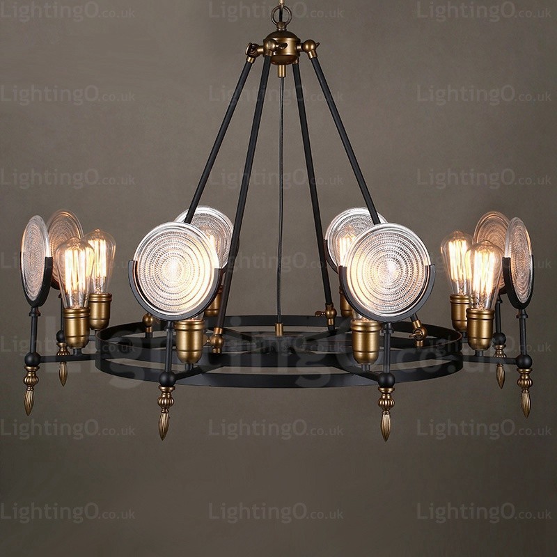 6 Light Vintage Retro závesné svietidlo so skleneným tienidlom