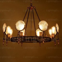6 Light Vintage Retro závesné svietidlo so skleneným tienidlom
