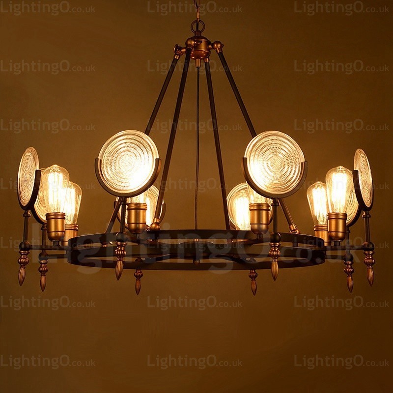 6 Light Vintage Retro závesné svietidlo so skleneným tienidlom