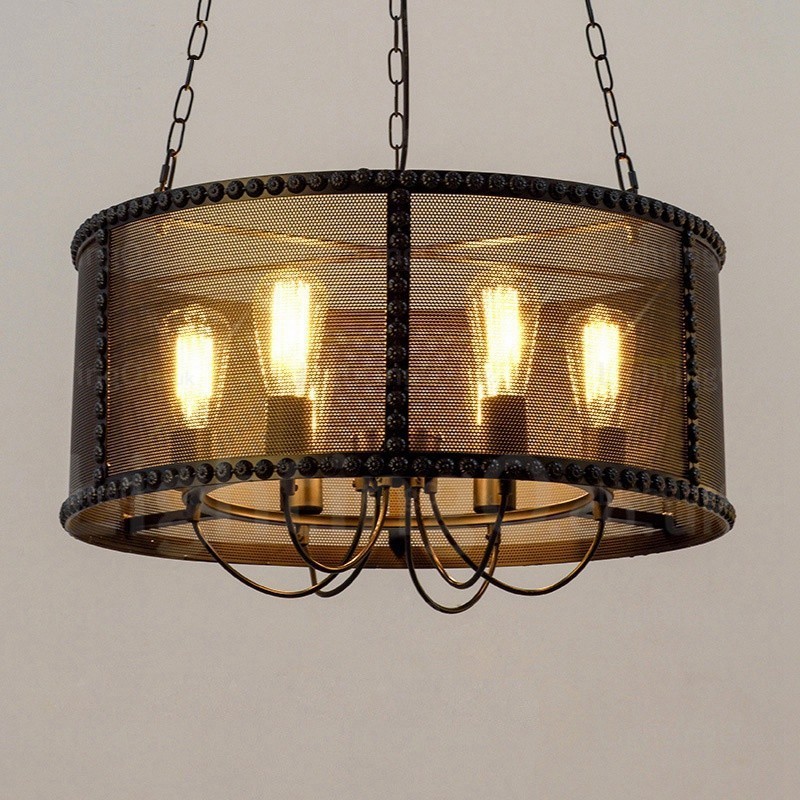 6 Light Vintage retro závesné svietidlo s tienidlom z nehrdzavejúcej ocele