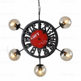 5 Light Vintage retro závesné svietidlo so skleneným tienidlom