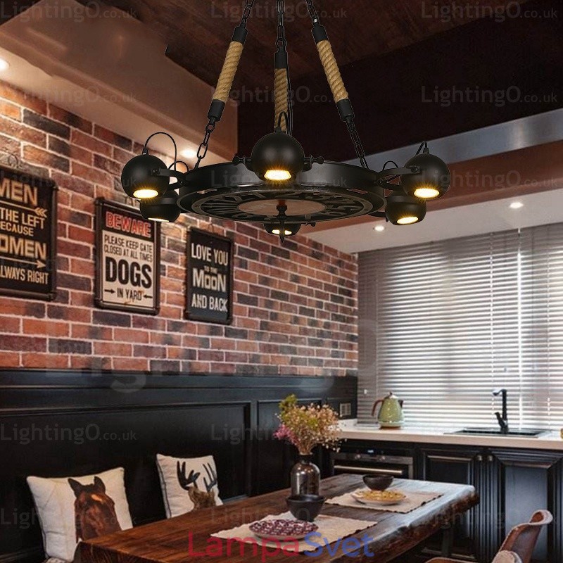 6 Light Vintage retro závesné svietidlo s tienidlom z nehrdzavejúcej ocele