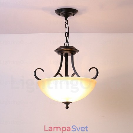 3 Svetlé vidiecke rustikálne závesné svietidlo so skleneným tienidlom