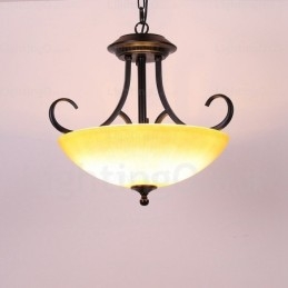 3 Svetlé vidiecke rustikálne závesné svietidlo so skleneným tienidlom