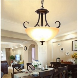 3 Svetlé vidiecke rustikálne závesné svietidlo so skleneným tienidlom