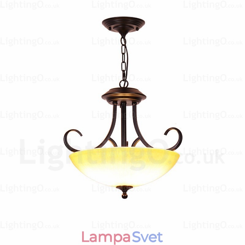 3 Svetlé vidiecke rustikálne závesné svietidlo so skleneným tienidlom