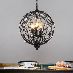 3 Light Vintage Retro Globe Crystal Závesné svietidlo