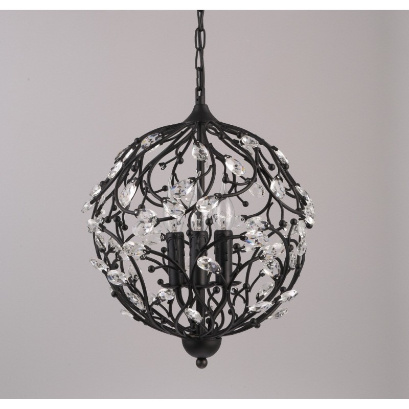 3 Light Vintage Retro Globe Crystal Závesné svietidlo