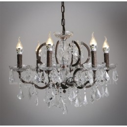 6 Svetlo s priemerom 60CM Vintage Crystal Maľba Kovový luster Hrdzavá železná farba Závesné svetlo