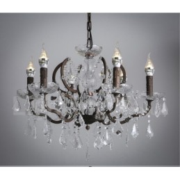6 Svetlo s priemerom 60CM Vintage Crystal Maľba Kovový luster Hrdzavá železná farba Závesné svetlo