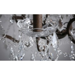 6 Svetlo s priemerom 60CM Vintage Crystal Maľba Kovový luster Hrdzavá železná farba Závesné svetlo