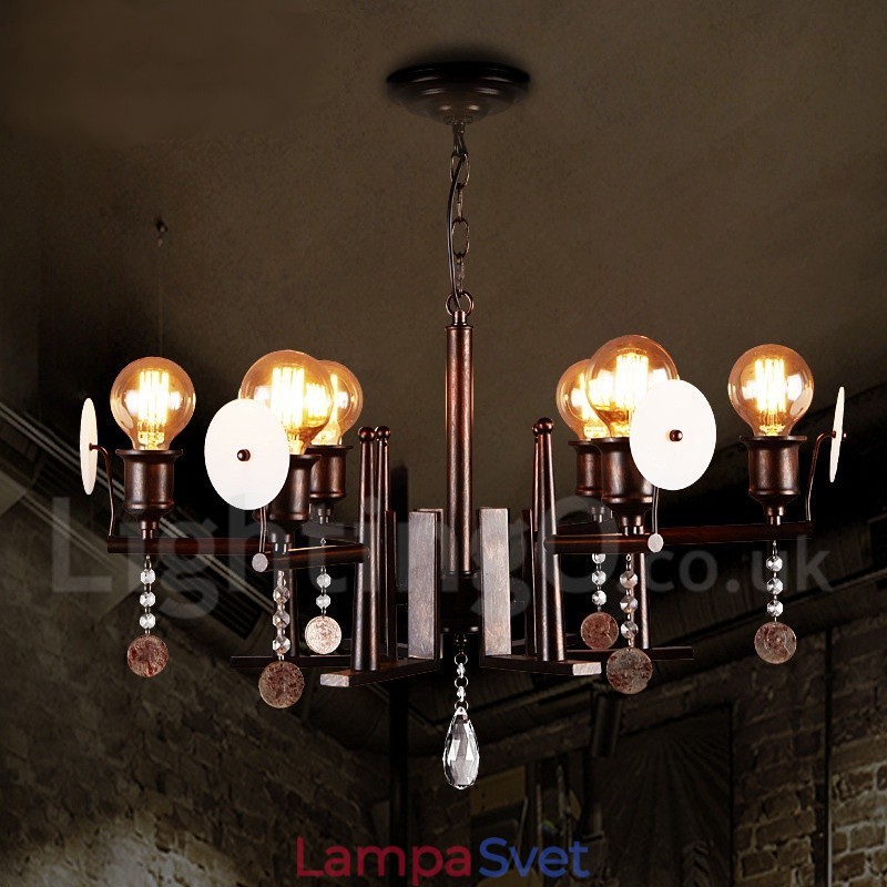 Industriálny štýl Oceľové akrylové krištáľové osvetlenie Obchod Závesné luster Light