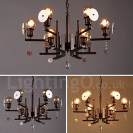 Industriálny štýl Oceľové akrylové krištáľové osvetlenie Obchod Závesné luster Light