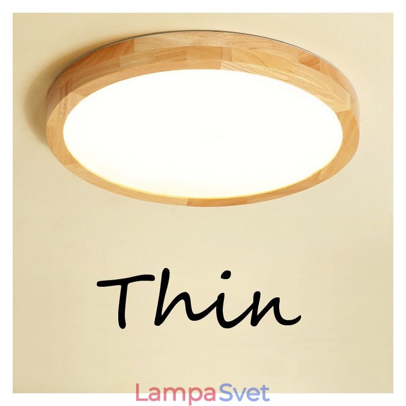 Ultra tenké okrúhle drevené stropné svietidlo Akrylátové stropné svietidlo z masívneho dreva Nordic Lights