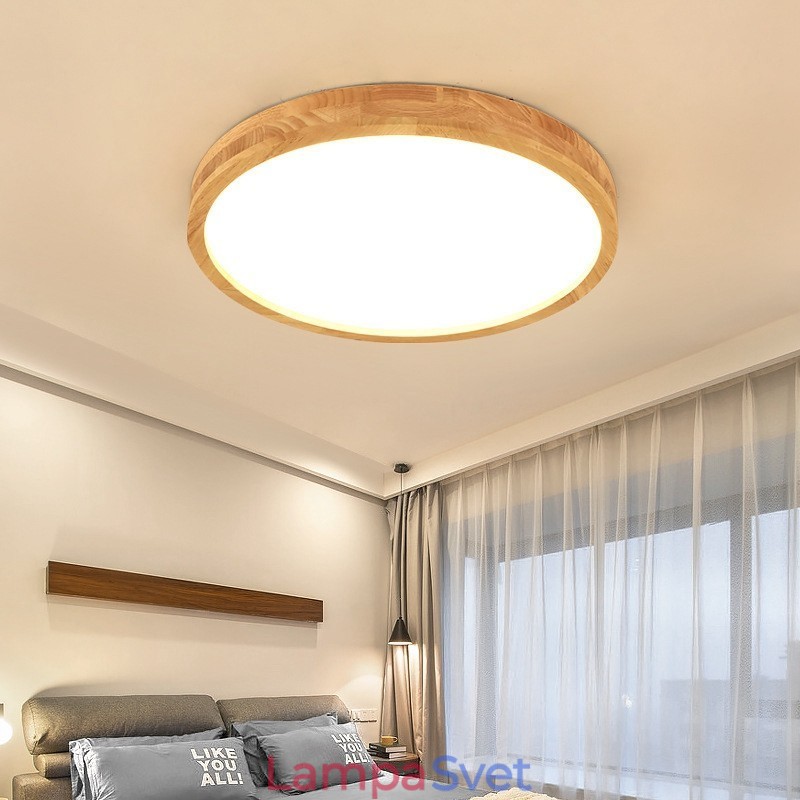 Ultra tenké okrúhle drevené stropné svietidlo Akrylátové stropné svietidlo z masívneho dreva Nordic Lights