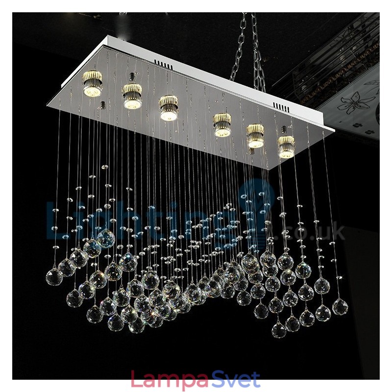 Moderný súčasný luster Závesné svietidlo na zapustenú montáž Crystal Rain Drop Light