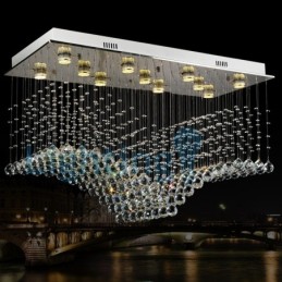 Moderný súčasný luster Závesné svietidlo na zapustenú montáž Crystal Rain Drop Light
