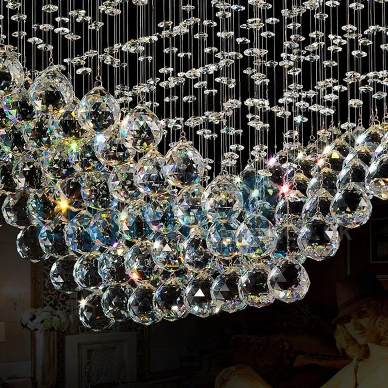 Moderný súčasný luster Závesné svietidlo na zapustenú montáž Crystal Rain Drop Light