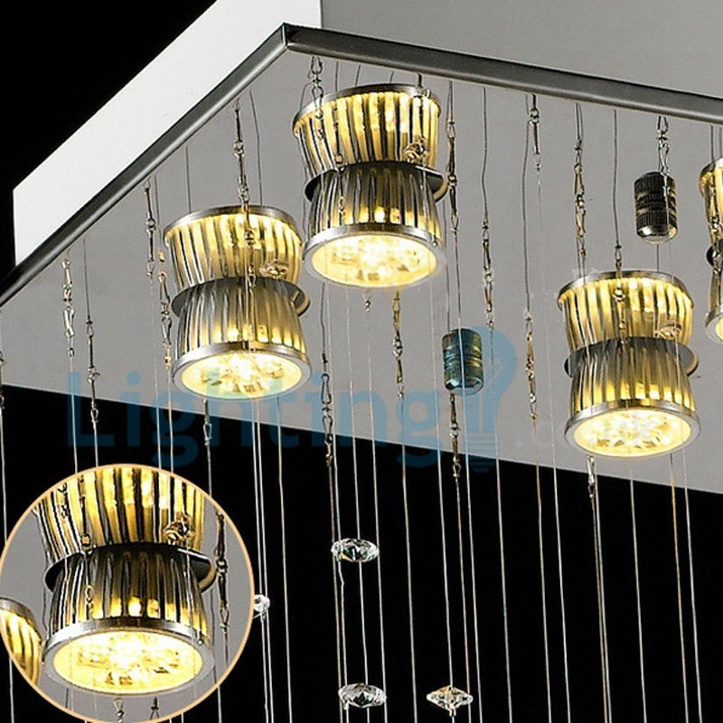 Moderný súčasný luster Závesné svietidlo na zapustenú montáž Crystal Rain Drop Light