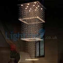 Moderný súčasný luster Závesné svietidlo na zapustenú montáž Crystal Rain Drop Light