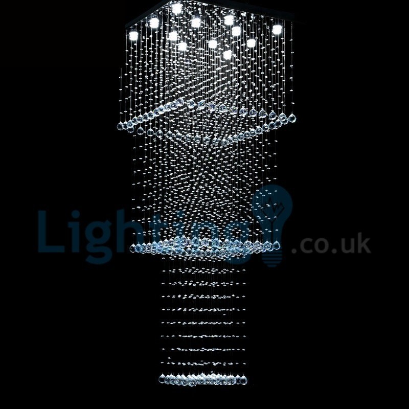 Moderný súčasný luster Závesné svietidlo na zapustenú montáž Crystal Rain Drop Light