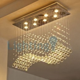 Moderný súčasný luster Závesné svietidlo na zapustenú montáž Crystal Rain Drop Light