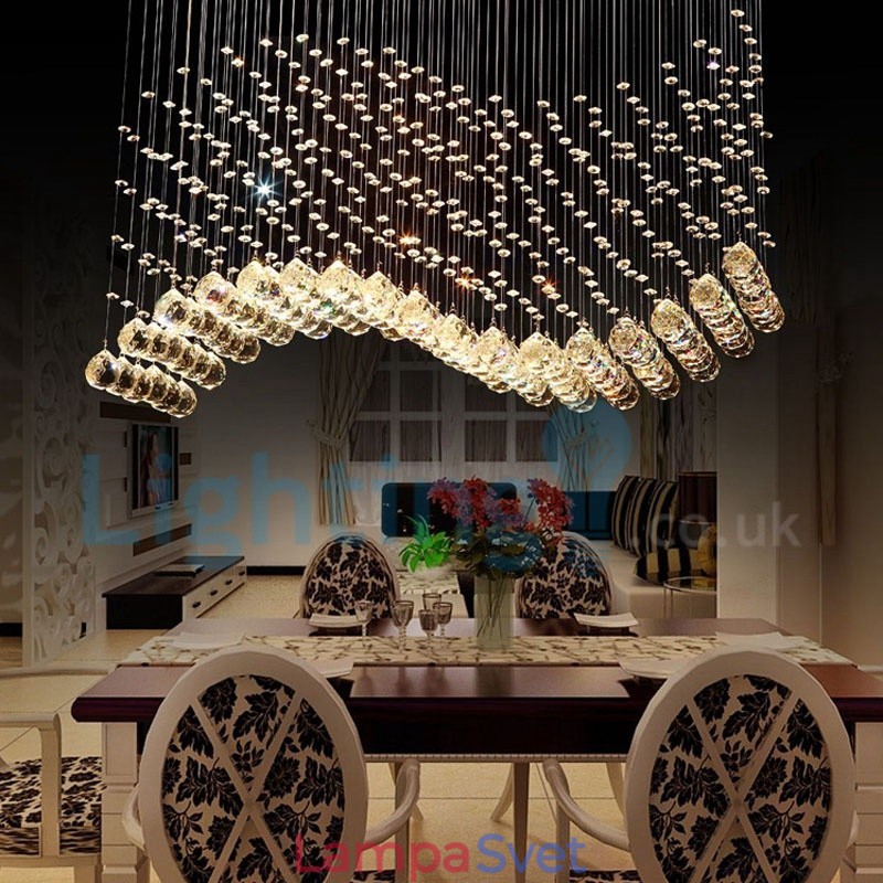 Moderný súčasný luster Závesné svietidlo na zapustenú montáž Crystal Rain Drop Light