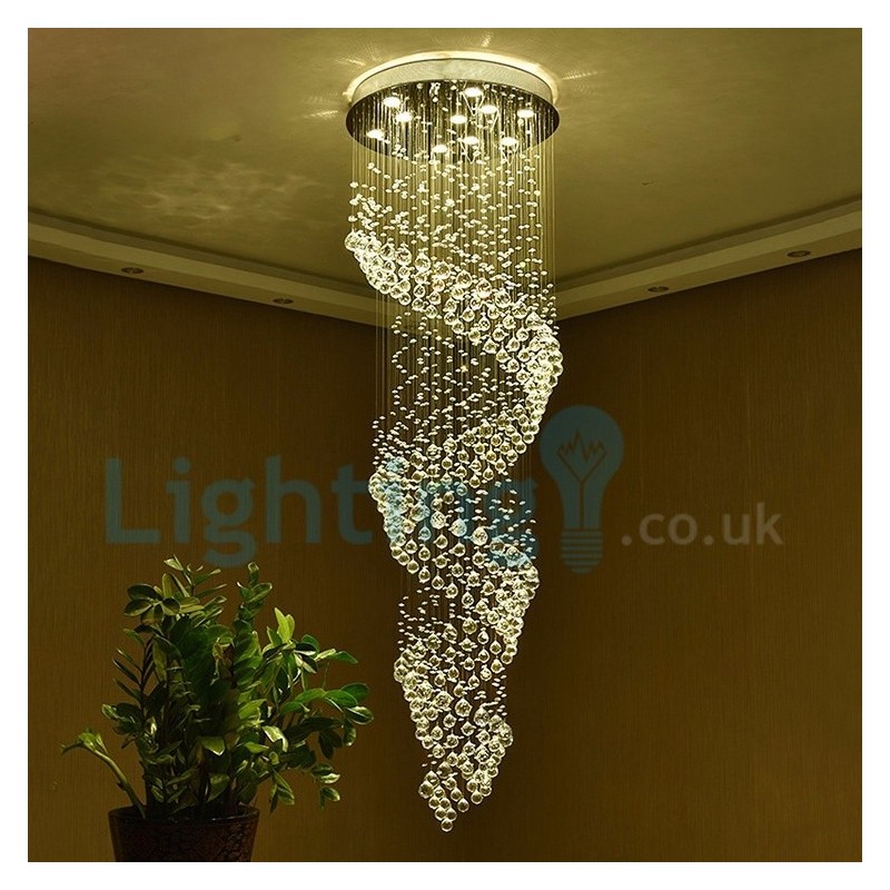 Moderný súčasný luster Závesné svietidlo na zapustenú montáž Crystal Rain Drop Light