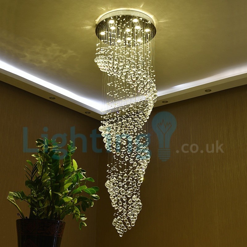 Moderný súčasný luster Závesné svietidlo na zapustenú montáž Crystal Rain Drop Light