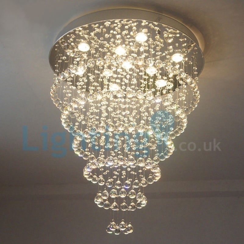 Moderný súčasný luster Závesné svietidlo na zapustenú montáž Crystal Rain Drop Light