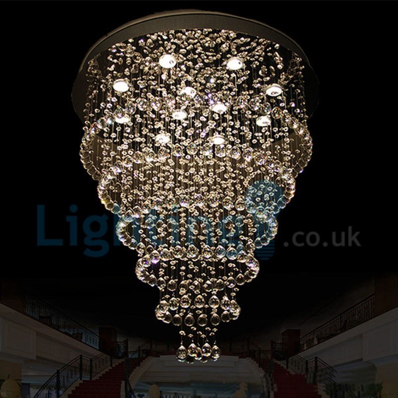 Moderný súčasný luster Závesné svietidlo na zapustenú montáž Crystal Rain Drop Light