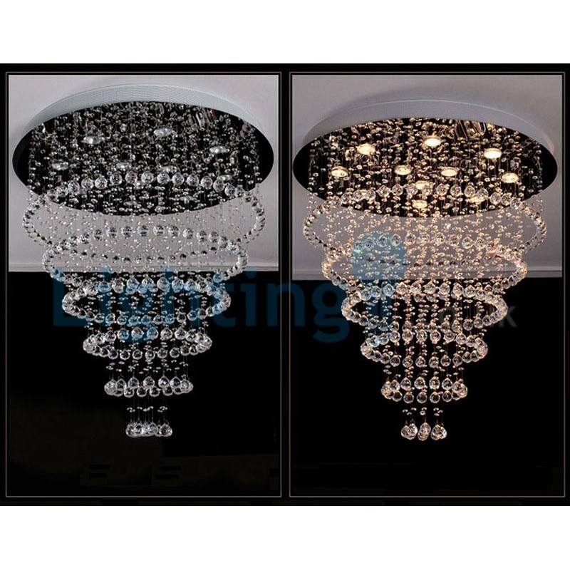 Moderný súčasný luster Závesné svietidlo na zapustenú montáž Crystal Rain Drop Light