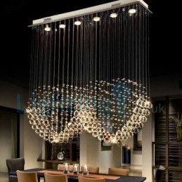 Moderný súčasný luster Závesné svietidlo na zapustenú montáž Crystal Rain Drop Light