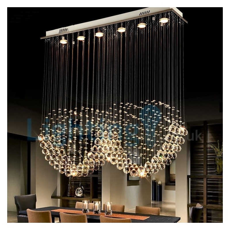 Moderný súčasný luster Závesné svietidlo na zapustenú montáž Crystal Rain Drop Light